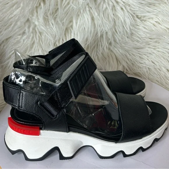 Sorel Black and White Kinetic Sandals - Picture 3 of 10